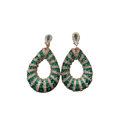 Magnificent Emerald Color Earrings & Necklace Pendant For Women