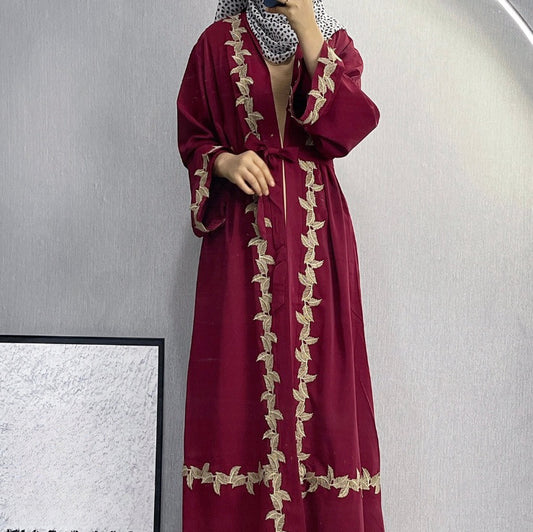 Modern Middle-East Long Embroidered Lace Abaya (Burkha,kaftan) For Women
