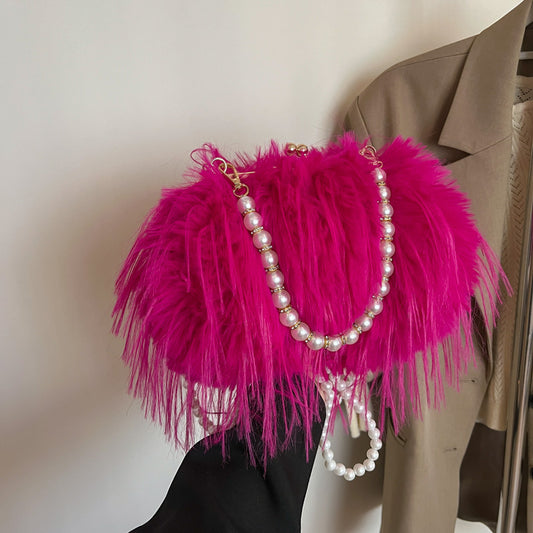 Lavish Feather Handbag + Vanity For Women