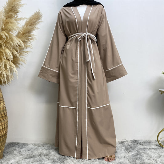 Elegant Middle-East Contrast Striped Abaya( Burkha,Kaftans) For Women