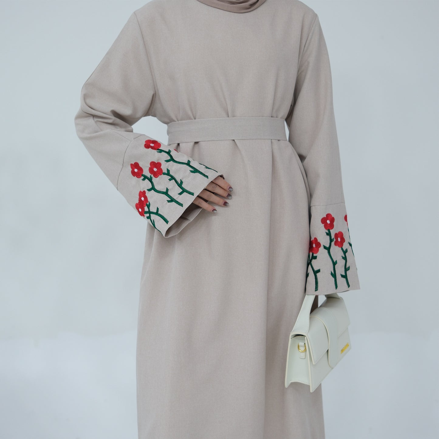 Modest Middle-East Flower Embroidery Abaya ( Burkha,Kaftans) For Women