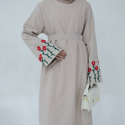 Modest Middle-East Flower Embroidery Abaya ( Burkha,Kaftans) For Women