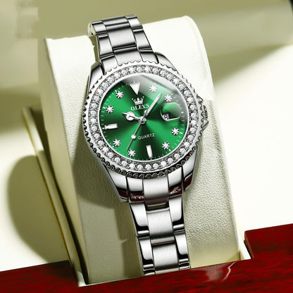 Luxury Elegant Quartz Diamond pendant  Women's Stainless Steel Watch