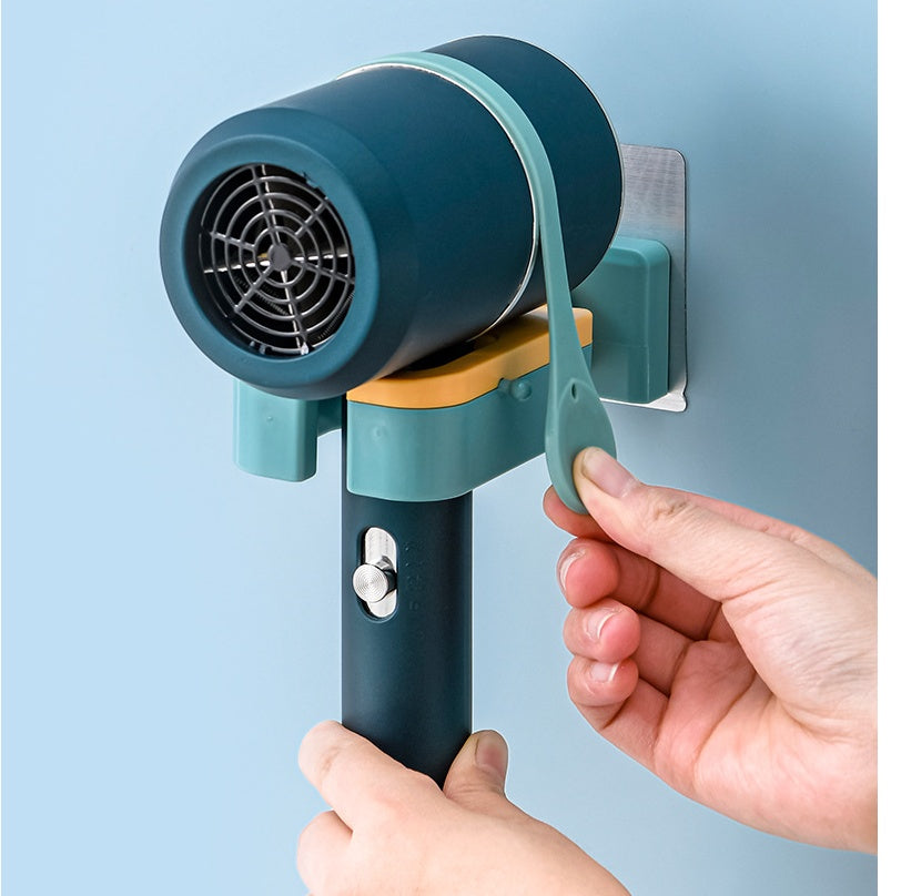 Hair Dryer Holder with Wall-mounted Punch-free Woundable Multifunctional Blower Holder Bathroom Essentials