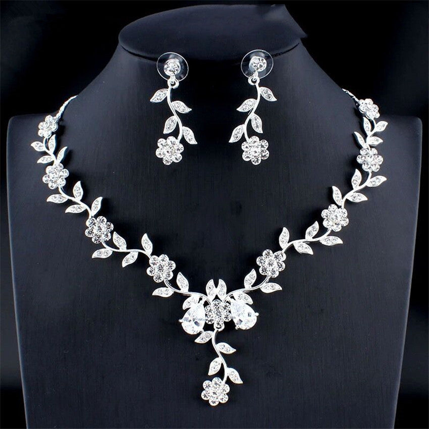 Golden & Silver Zircon Bridal Jewelry Set