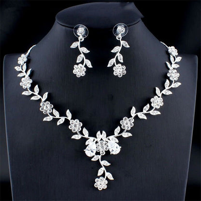 Golden & Silver Zircon Bridal Jewelry Set