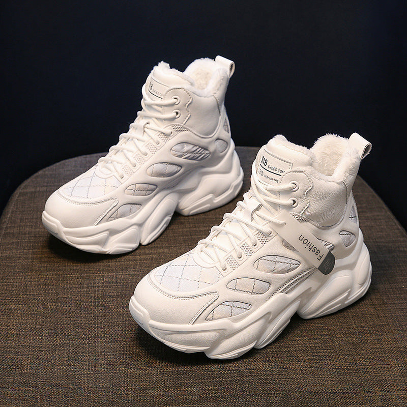 Women's Winter Vulcanized Sneakers With Height Increase Inner Warm Sole