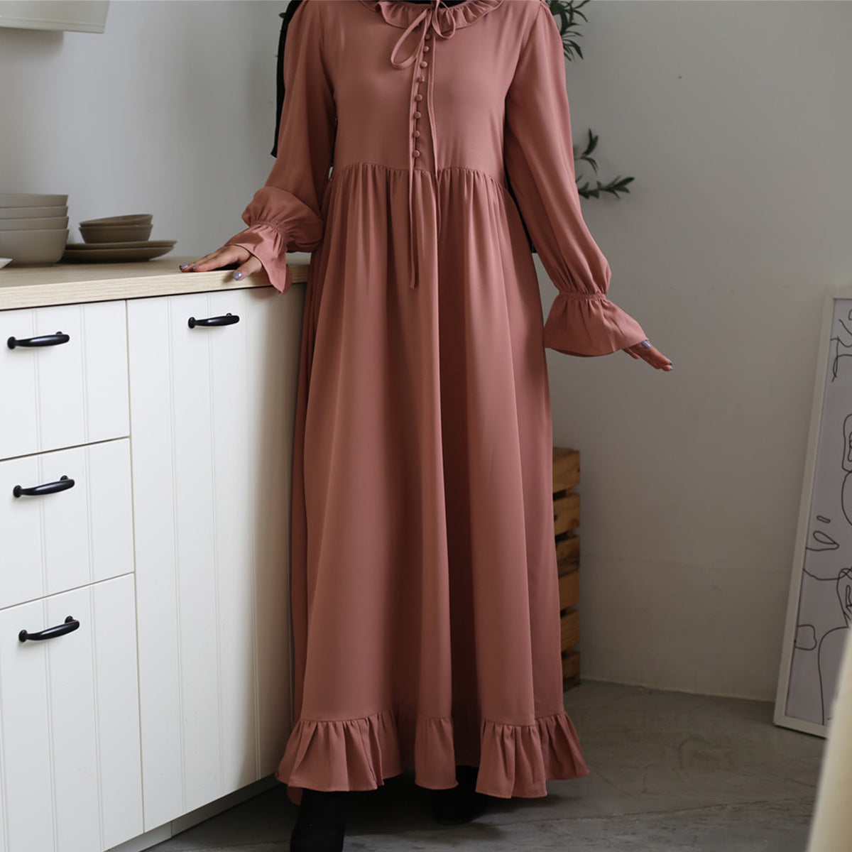 Versatile & Modern Middle-East Solid Color  Abaya (Burkha,kaftan) For Women