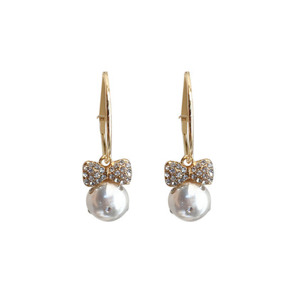 Pearl Gold-Plated Circle Hoop Crystal  Earrings Studded