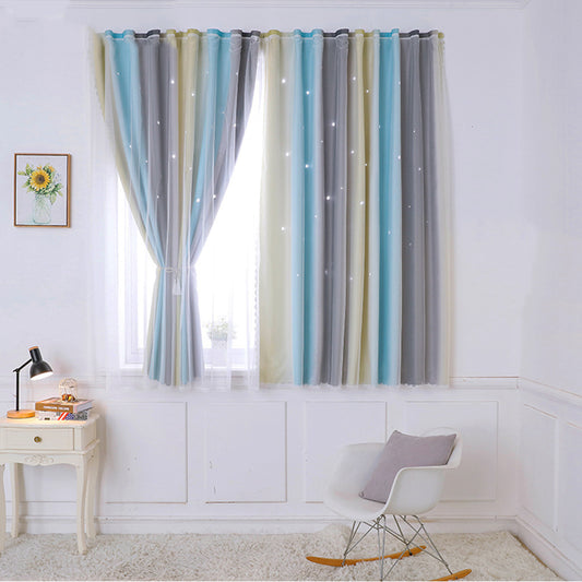Gradient Color Double- Layer Window Black-Out Curtains