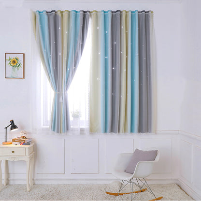 Gradient Color Double- Layer Window Black-Out Curtains