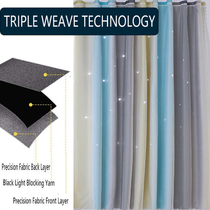 Gradient Color Double- Layer Window Black-Out Curtains