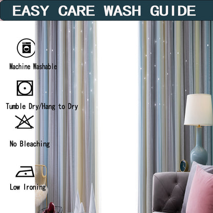 Gradient Color Double- Layer Window Black-Out Curtains