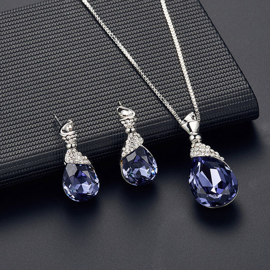Elegant  Alloy Plating Necklace & Earrings Set With Rhinestone
