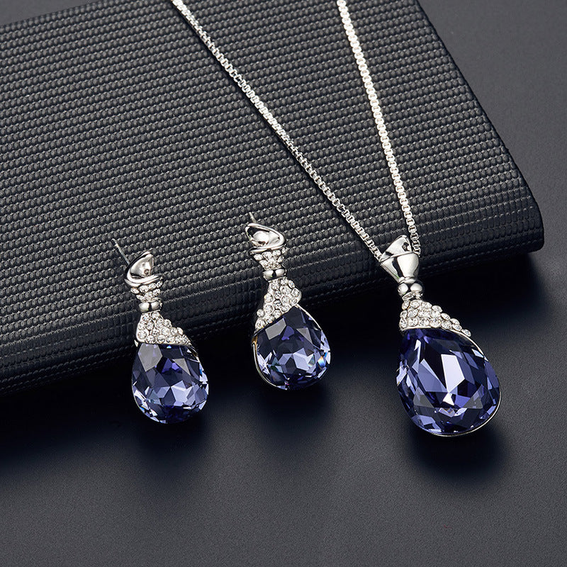 Elegant  Alloy Plating Necklace & Earrings Set With Rhinestone
