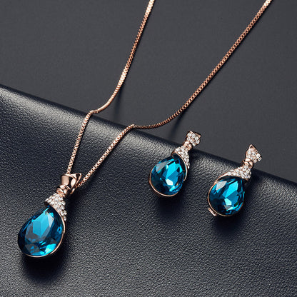 Elegant  Alloy Plating Necklace & Earrings Set With Rhinestone