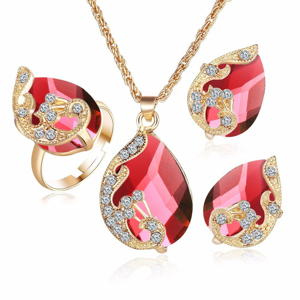 Elegant  Alloy Plating Necklace & Earrings Set With Rhinestone
