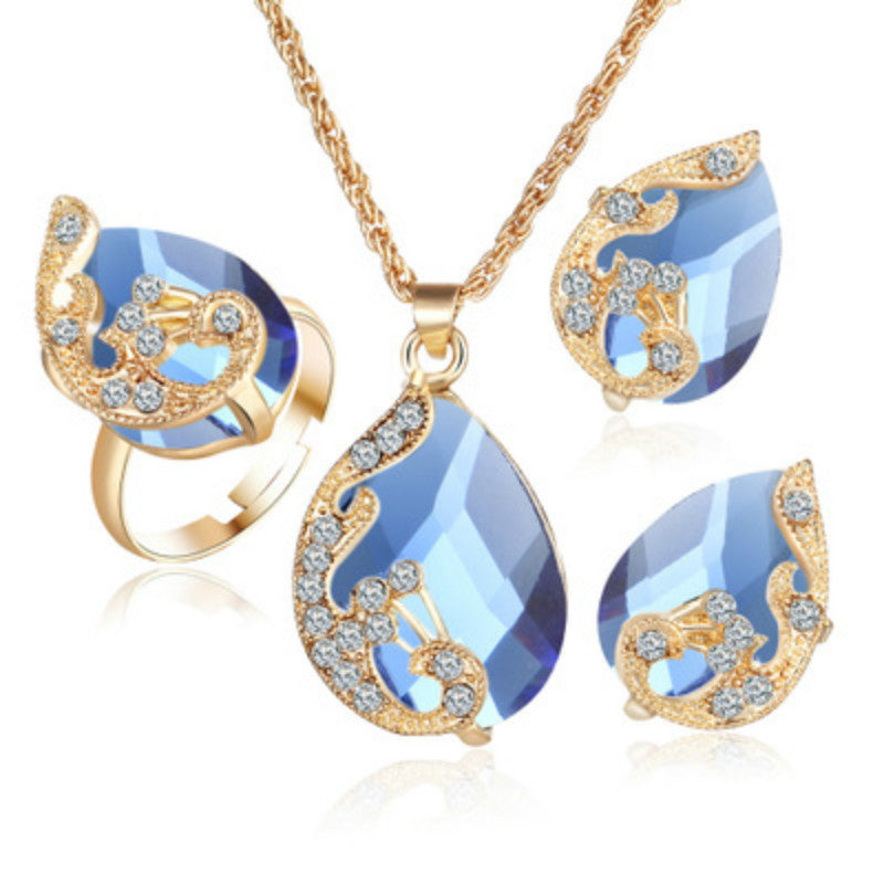 Elegant  Alloy Plating Necklace & Earrings Set With Rhinestone