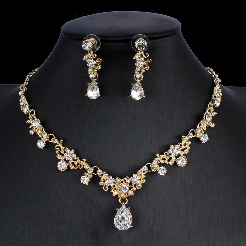 Golden & Silver Zircon Bridal Jewelry Set