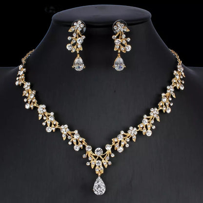 Golden & Silver Zircon Bridal Jewelry Set