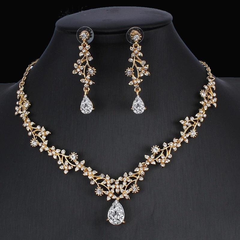 Golden & Silver Zircon Bridal Jewelry Set