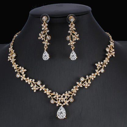 Golden & Silver Zircon Bridal Jewelry Set