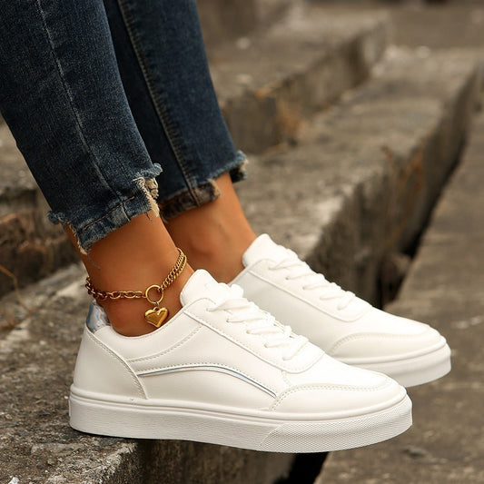 Lace-up Flats Shoes Fashion Round Toe Slip-on Thick Sole Casual Sneaker For Women