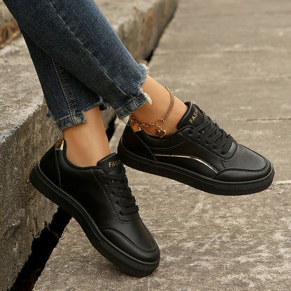 Lace-up Flats Shoes Fashion Round Toe Slip-on Thick Sole Casual Sneaker For Women