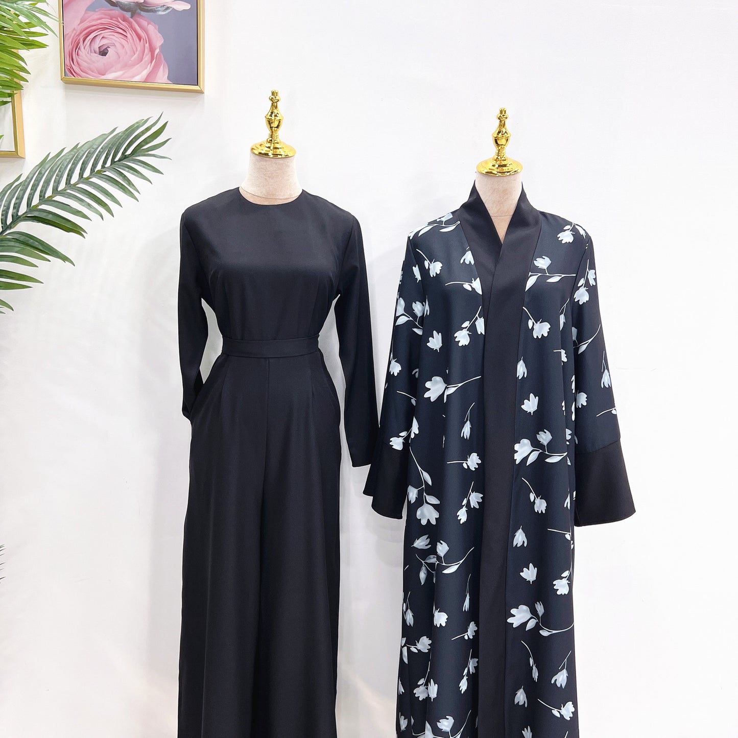 Elegant Floral Printed Middle-East Abaya (Burkha,kaftan) For Women