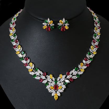 Elegant Zircon Bridal Jewelry Necklace And Earring Set