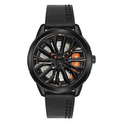 Men's 360° Rotating Alloy Wheel Series Wrist Watch