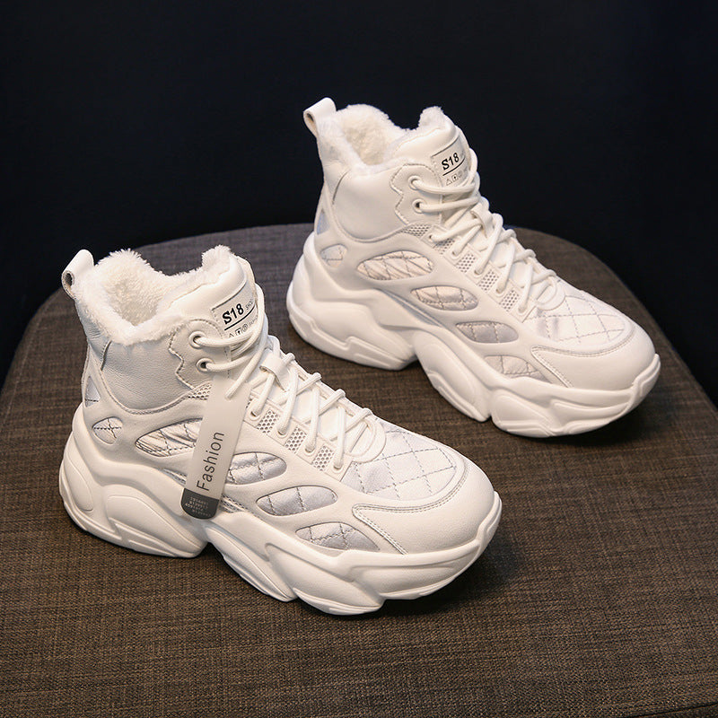 Women's Winter Vulcanized Sneakers With Height Increase Inner Warm Sole
