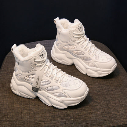 Women's Winter Vulcanized Sneakers With Height Increase Inner Warm Sole