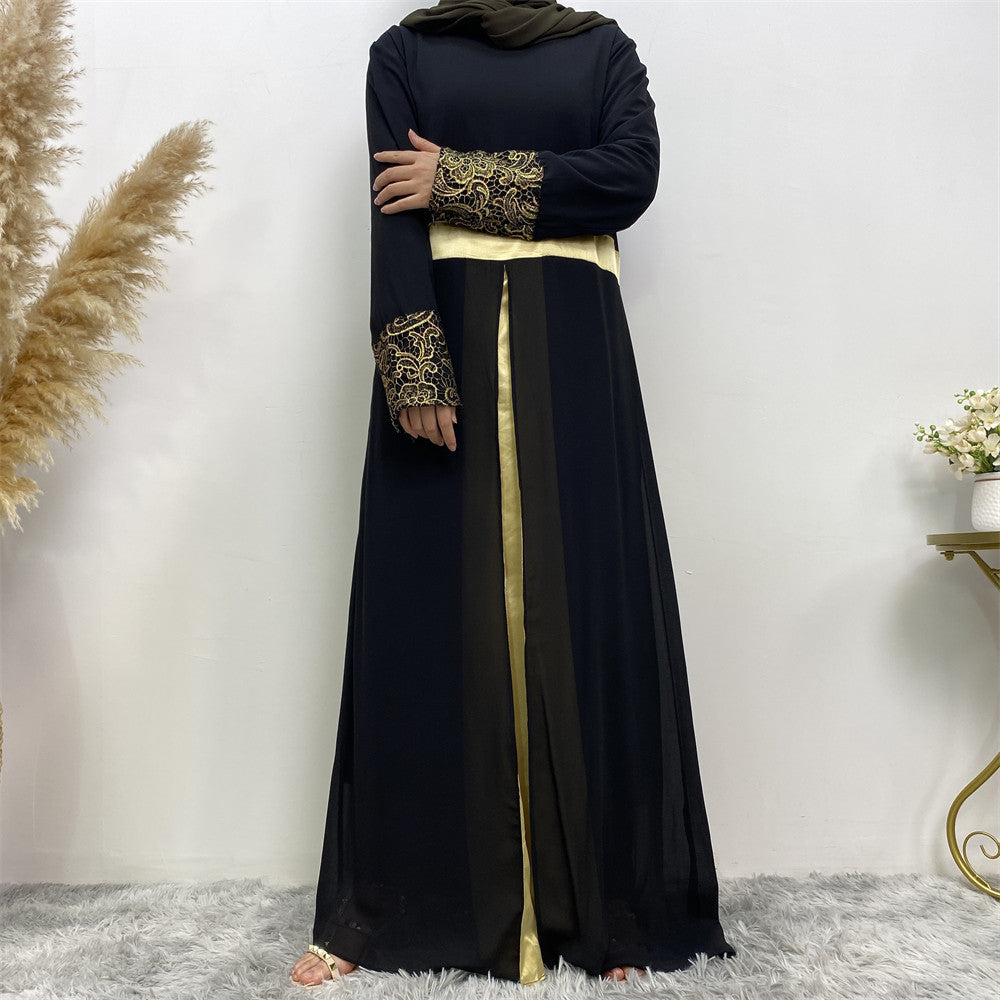 lavish Patchwork Long Sleeved Abaya (Burkha,kaftan) For Women