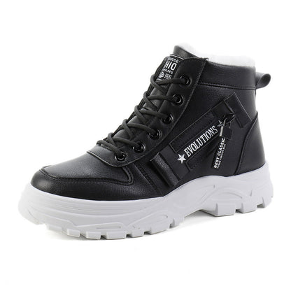 Versatile Lace-up Boots Winter Warm High-top Sneaker For Women