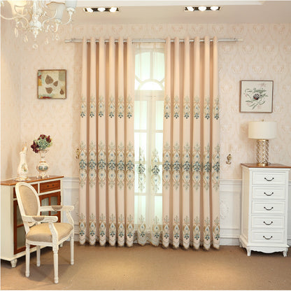 Elegant Luxury Slub Cotton Embroidery curtain fabric