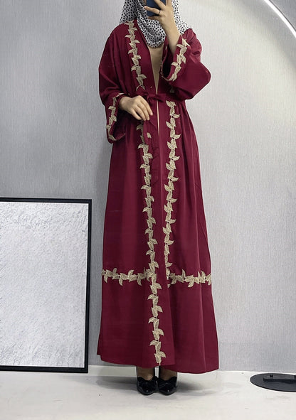 Modern Middle-East Long Embroidered Lace Abaya (Burkha,kaftan) For Women