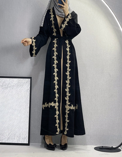 Modern Middle-East Long Embroidered Lace Abaya (Burkha,kaftan) For Women