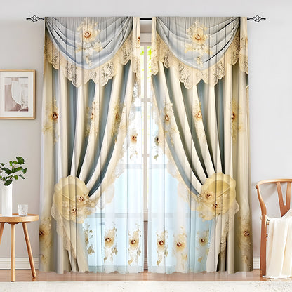 European Elegant & Luxury Creative Home Flower Character Black-Out Curtains