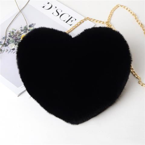 Classic Heart Shape Plush Chain Handbag For Women