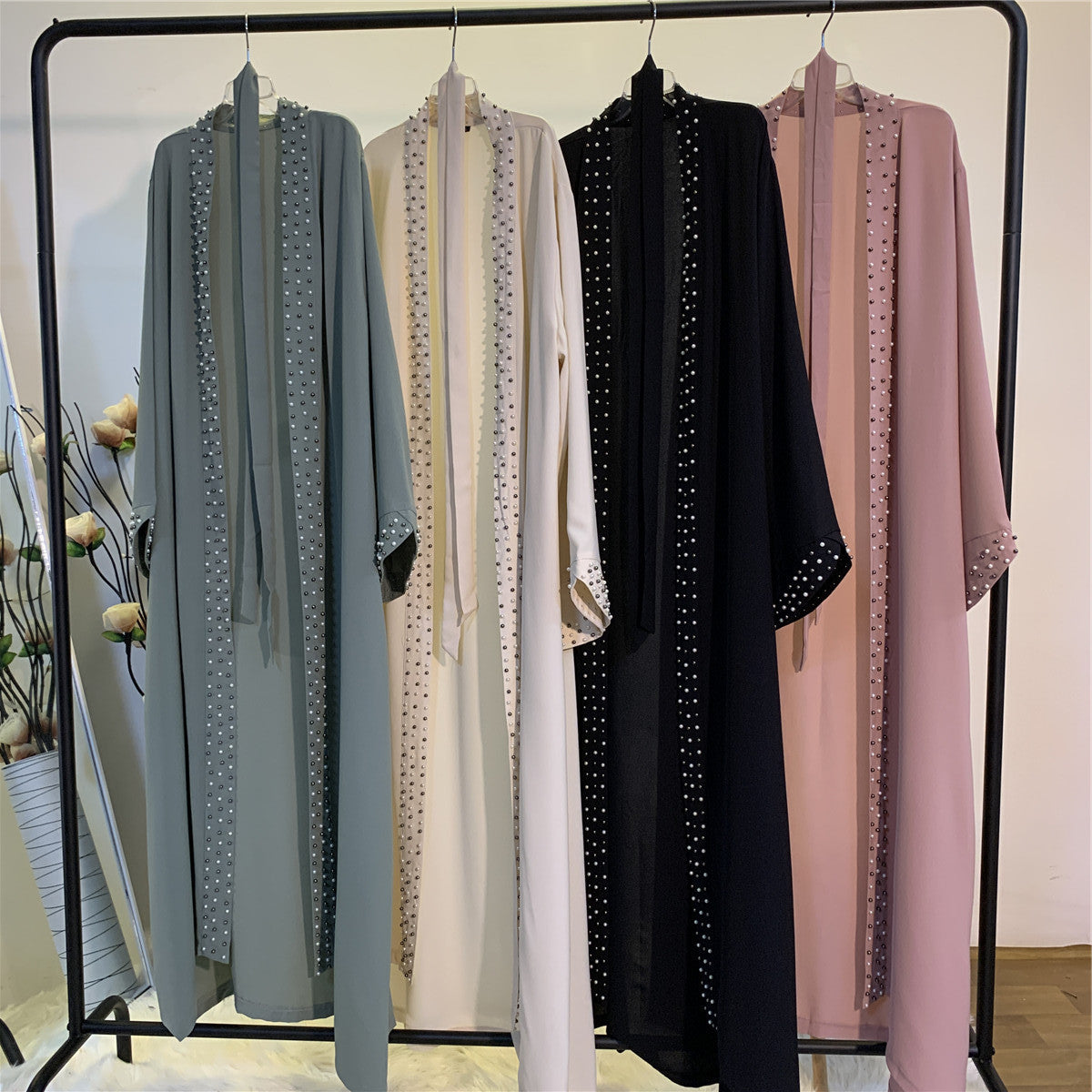 Elegant Beaded Lace Up Abaya ( Burkha,Kaftan) For Women