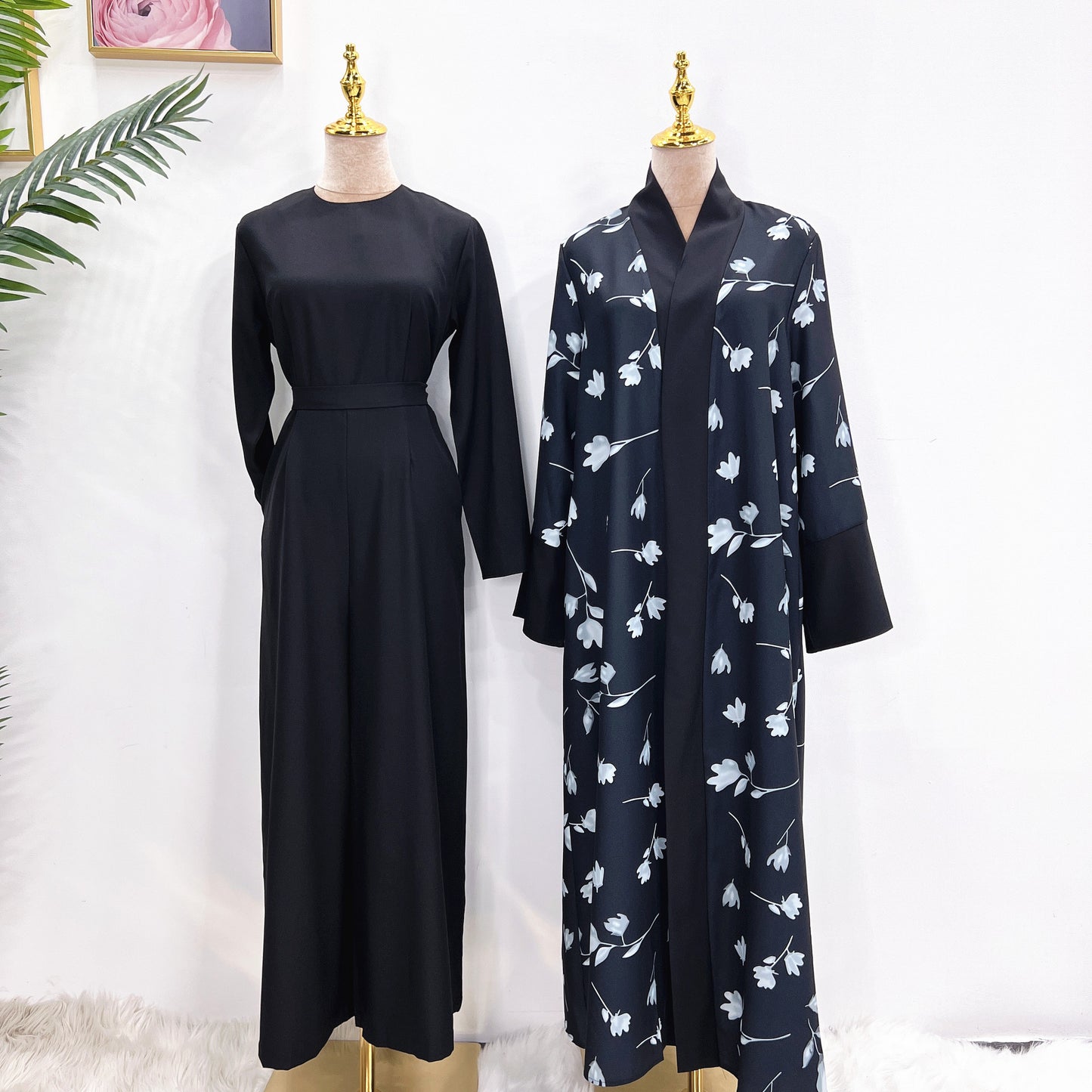 Elegant Floral Printed Middle-East Abaya (Burkha,kaftan) For Women