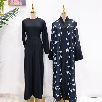 Elegant Floral Printed Middle-East Abaya (Burkha,kaftan) For Women