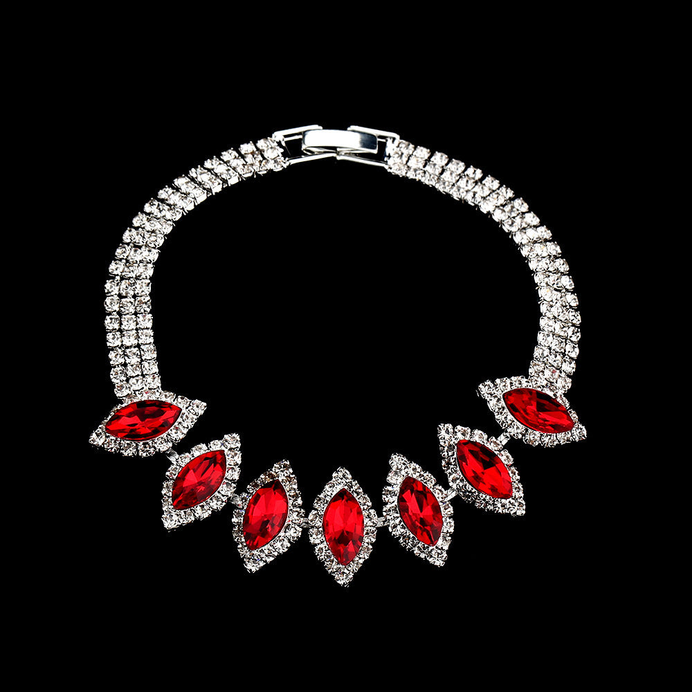 Classic Bridal White Crystal Floral Jewelry Set