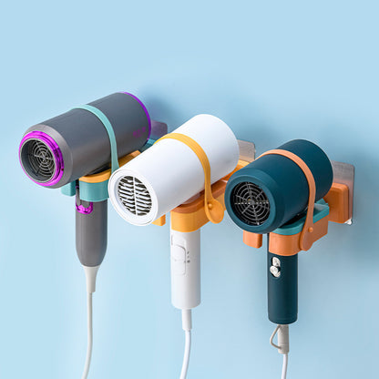 Hair Dryer Holder with Wall-mounted Punch-free Woundable Multifunctional Blower Holder Bathroom Essentials