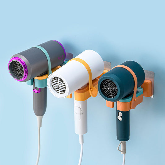 Hair Dryer Holder with Wall-mounted Punch-free Woundable Multifunctional Blower Holder Bathroom Essentials
