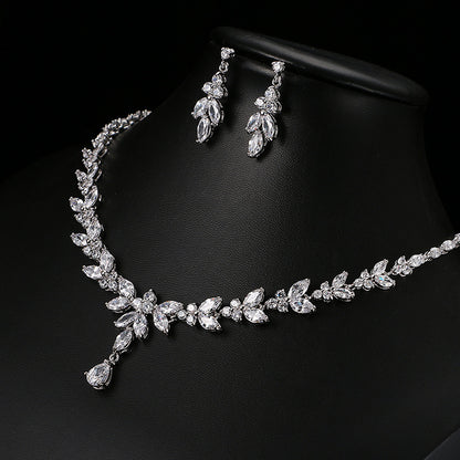 Elegant Crystal Alloy Necklace and earrings jewelry set