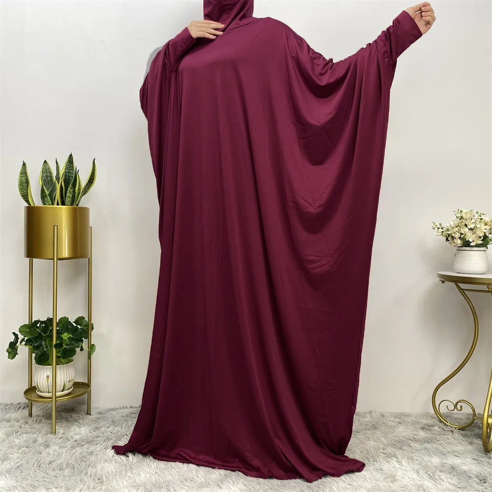 Iranian Middle East Traditional Solid Color Long Sleeve Loose Abaya (Burkha,kaftan) For Women
