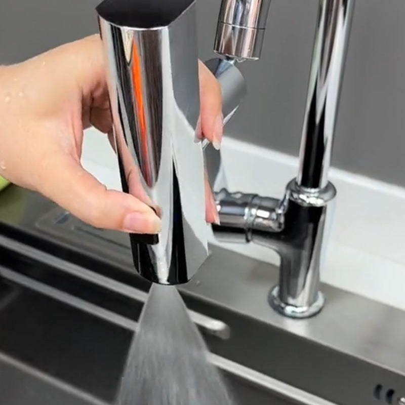 Multi-Functional Stainless-Steel 3-in-1 Faucet Waterfall Outlet Splash Proof Universal Rotating Bubbler Water Nozzle Extension