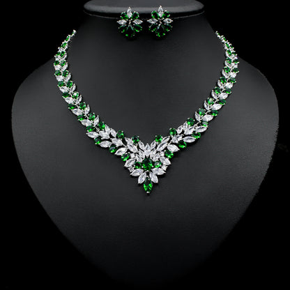 Elegant Zircon Bridal Jewelry Necklace And Earring Set